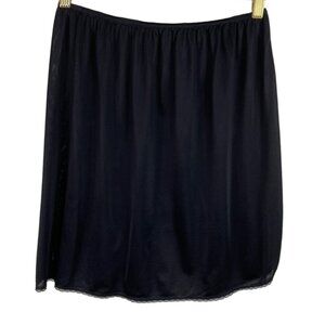 Vintage Vanity Fair Black Lace Trim Half Slip Side Slit Size 20" L/42